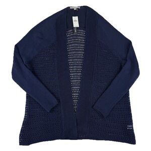 GAP Open Stitch Cardigan Women's Small Sweater Linen Blend‎ Navy NWT